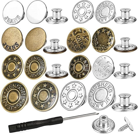 "Metal Jeans Button Set: Quick and Fashionable Solution to Fix Jeans Easily!" - Generic