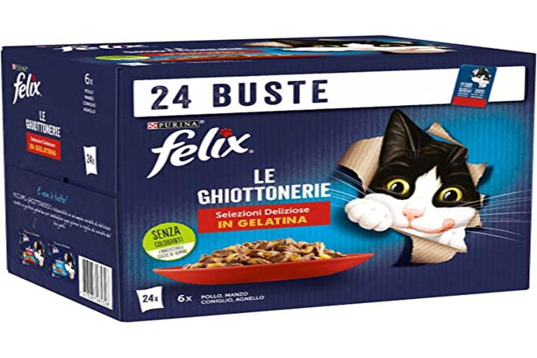 Felix Purina Le Ghiottonerie Wet Food for Cats with Beef, Chicken, Rabbit and Lamb, 24 x 85 g