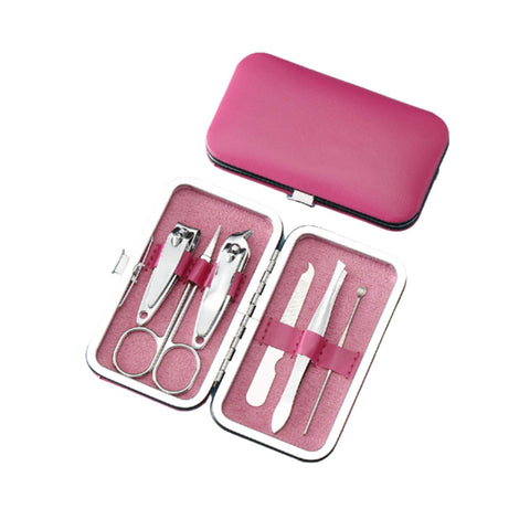 Manicure Set Stainless Steel Nail Cutter Pedicure Kit Nail File Sharp Nail Scissors Clippers Professional Fingernails Grooming Kits Clipper Fingernails Toenails with Portable Case-Rose Red