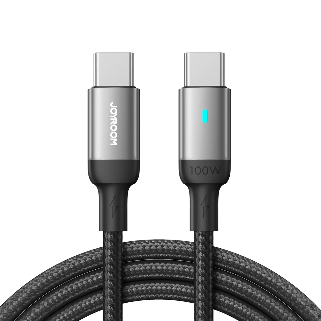 Joyroom JR‑S‑CC100A10 Extraordinary Series 100W USB‑C to USB‑C Fast Charging & Data Cable, Nylon Braided, 1.2 m – High‑Speed PD Charging and 480 Mbps Sync – Black