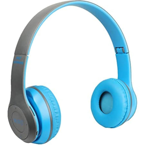 Nothers Rem store, P47 Multifunctional Stereo Wireless Bluetooth, Headphones Foldable Over Ear Headset, 3.5mm (blue)