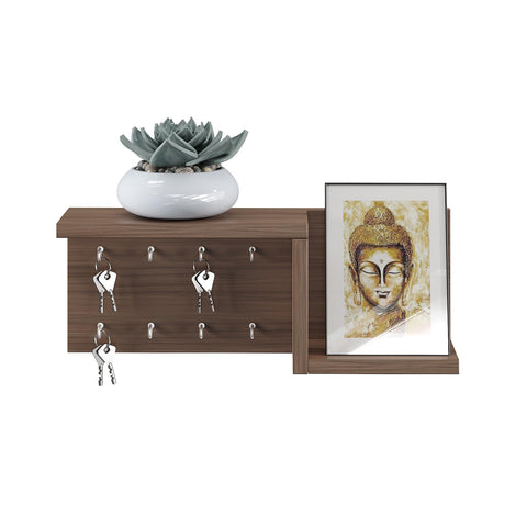 FURNEASER Lenon Wooden Key Holder/Wall Decor/Hanging Key Chain Holder/Stand/Key Hanger/Multipurpose/Key Hook/Rack/Organiser/Shelf for Home, Shop, Store & Office (Carvi H)