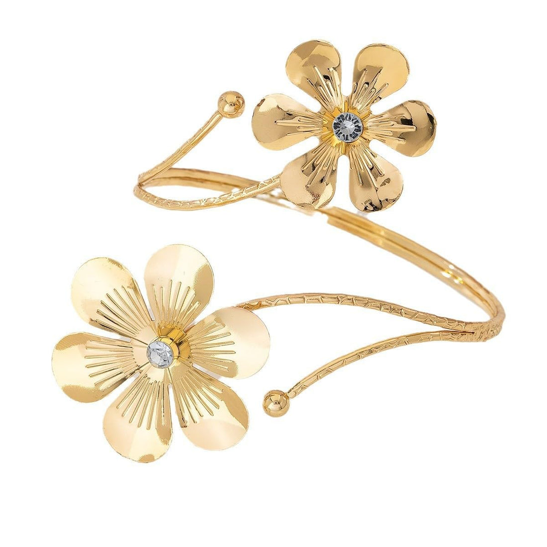 fashion mania Gold Arm Cuff Bracelet Adjustable Upper Arm Cuff Bangle Flower Bracelet Summer Beach Essentials Jewelry for Wome