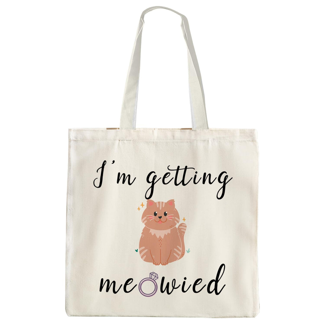I'm Getting Meowied Canvas Tote Bag,Funny Engagement Canvas Bag,Wedding Tote Bag For Women,Engagement Gift,Wedding Gift For Fiancee,Bride Bridal Shower Gifts