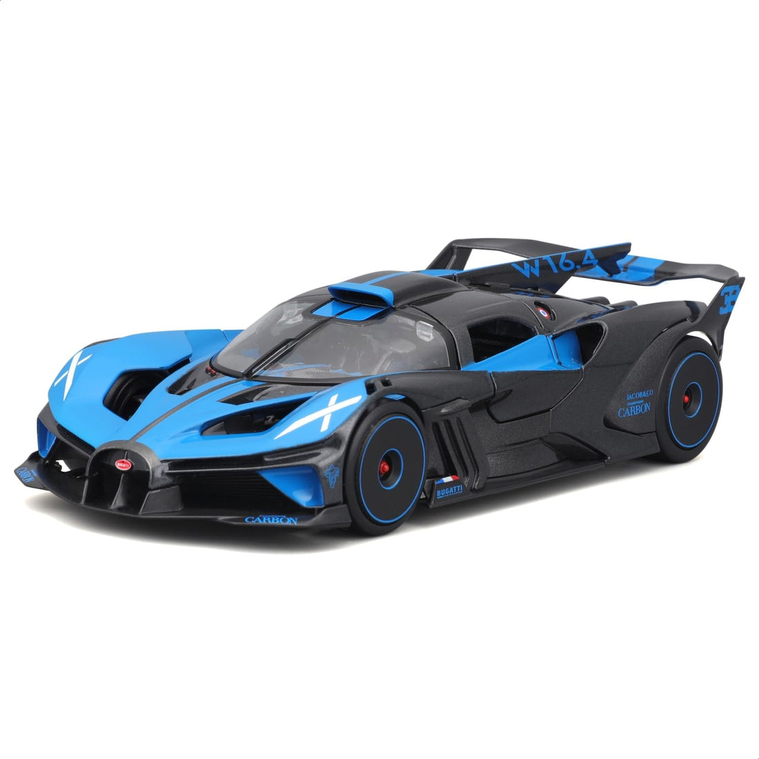 Maisto Bugatti Bolide: Modellauto im Maßstab 1:24, Türen beweglich, blau (532911B)