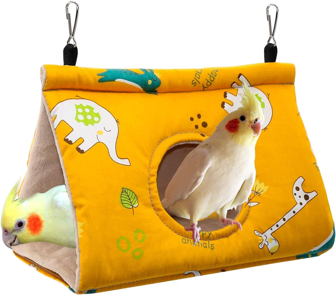 Winter Warm Bird Nest House - Hanging Hammock Velvet Shed Hut Cage Plush Fluffy Birds Hideaway Sleeping Bed Fuzzy for Parrot Parakeet Cockatiels Budgies Lovebird Medium