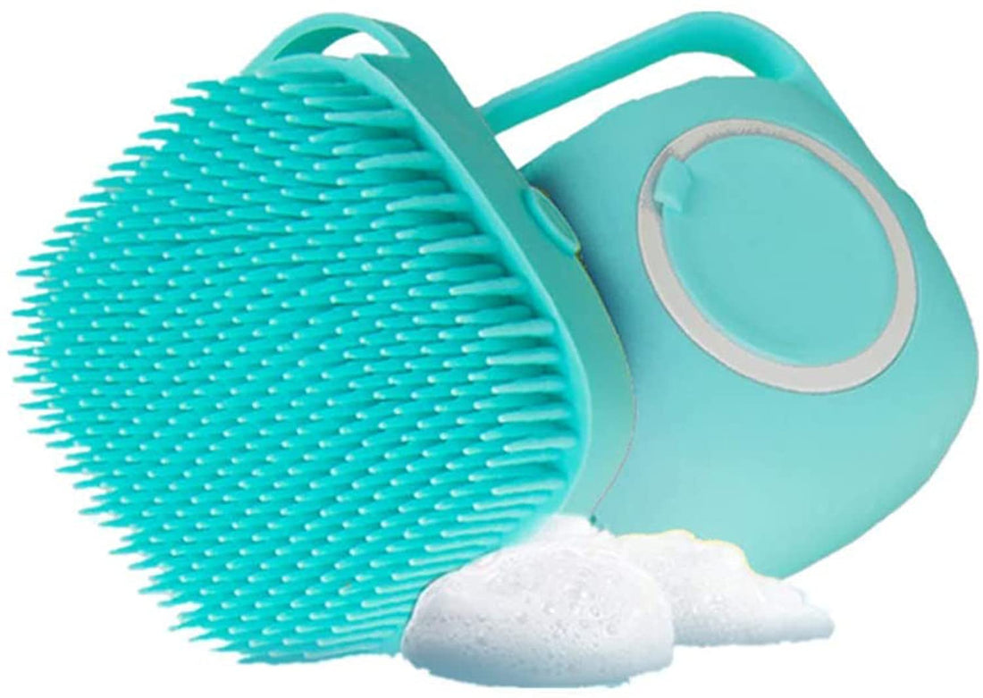 KASTWAVE Pet Brush Dog Bath Brush, Pet Massage Brush Shampoo Dispenser, Soft Silicone Brush Rubber Bristle for Dogs and Cats Shower Grooming, for Long Short Haired Dogs and Cats Pet Bath Brush