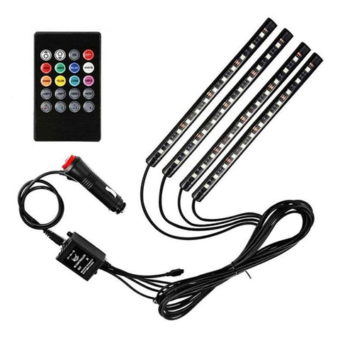 Car Interior LED Flashing Light Strips with Remote Control (4,7 Variable Color)