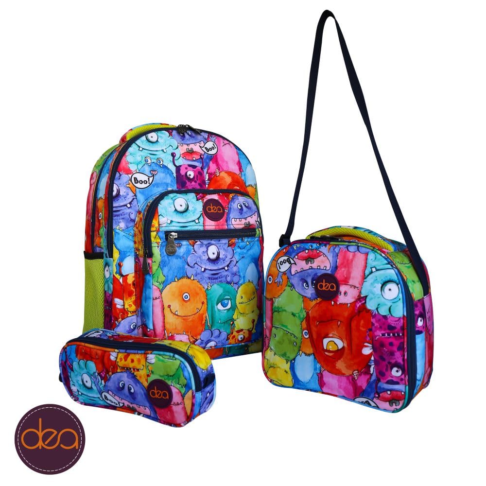 dea bags Trio - School Bag, Lunch Bag and Pencil Case 3-Piece Set, Size 18