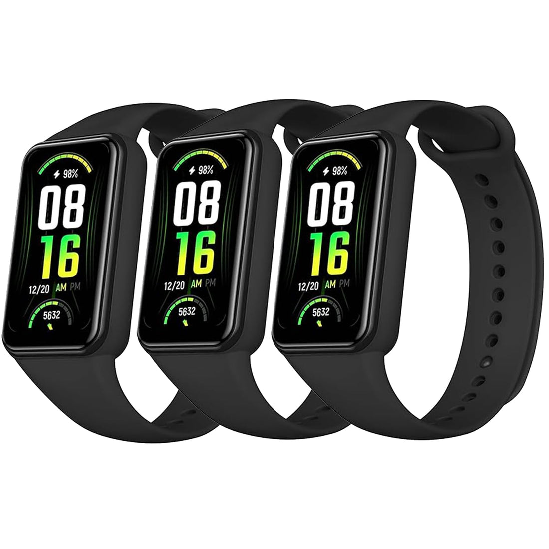 3 Pack Soft TPU Bands Compatible with Amazfit Band 7 Fitness & Health Tracker, Adjustable Breathable Replacement Sport Loop Straps for Women Men
