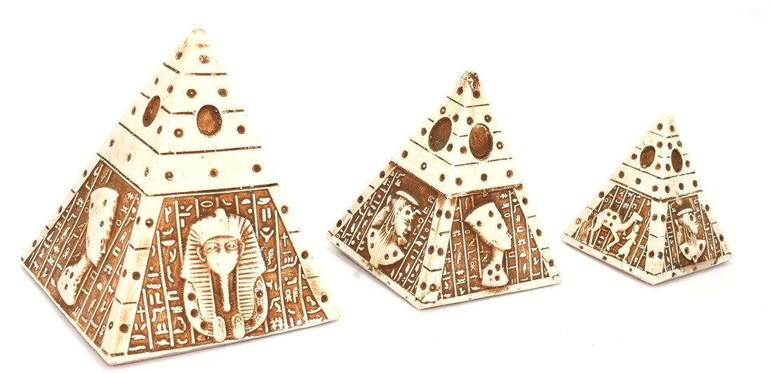 immatgar pharaonic pyramids Statue ancient Egyptian souvenirs gifts for women and men Home Décor Sculpture Pharaohs art (shape14 - off white)