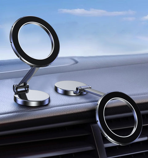 Magnetic Car Phone Holder – 360° Rotation, Alloy Folding Ultra Magnetic Mount, Universal for All Cell Phones, Magsafe Compatible