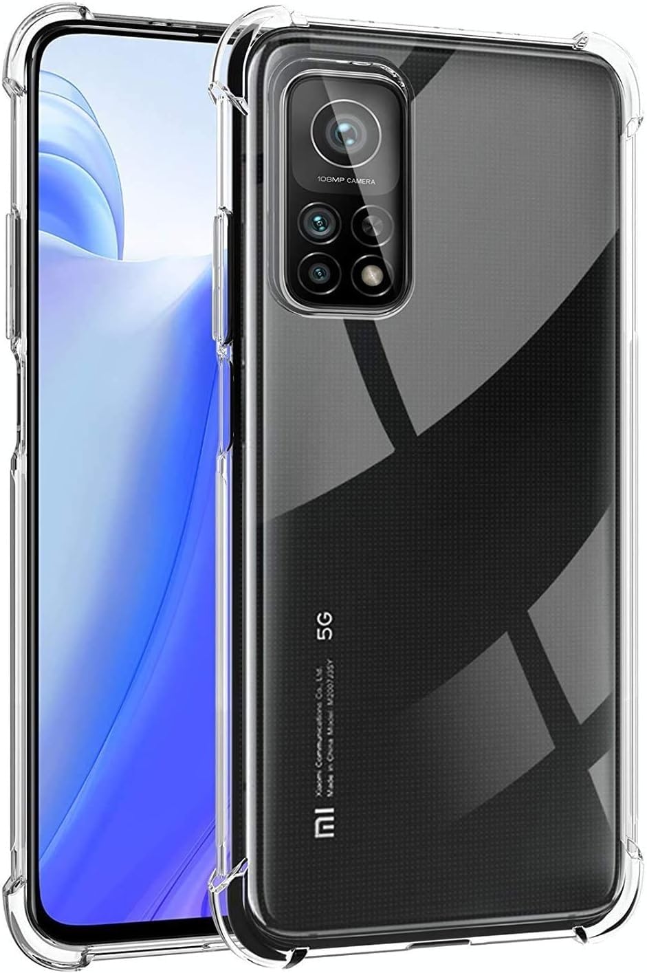Dl3 Mobilak Case Compatible with Xiaomi Mi 10T / Mi10T Pro 5G, Cover Silicone Transparent TPU Gorilla Anti-shock Protector Camera Shockproof Corners - Clear