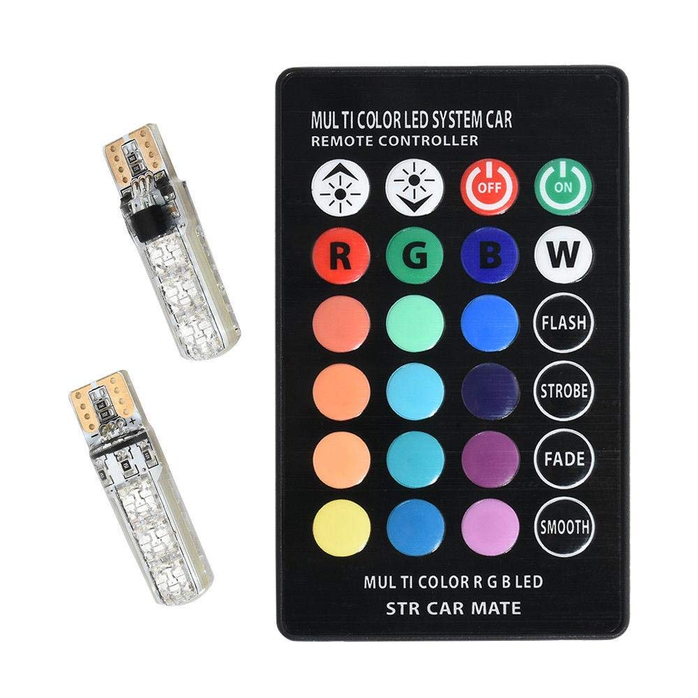 Generic T10 5050 remote control 6 smd w5w 501 side car led bulbs, multicolor