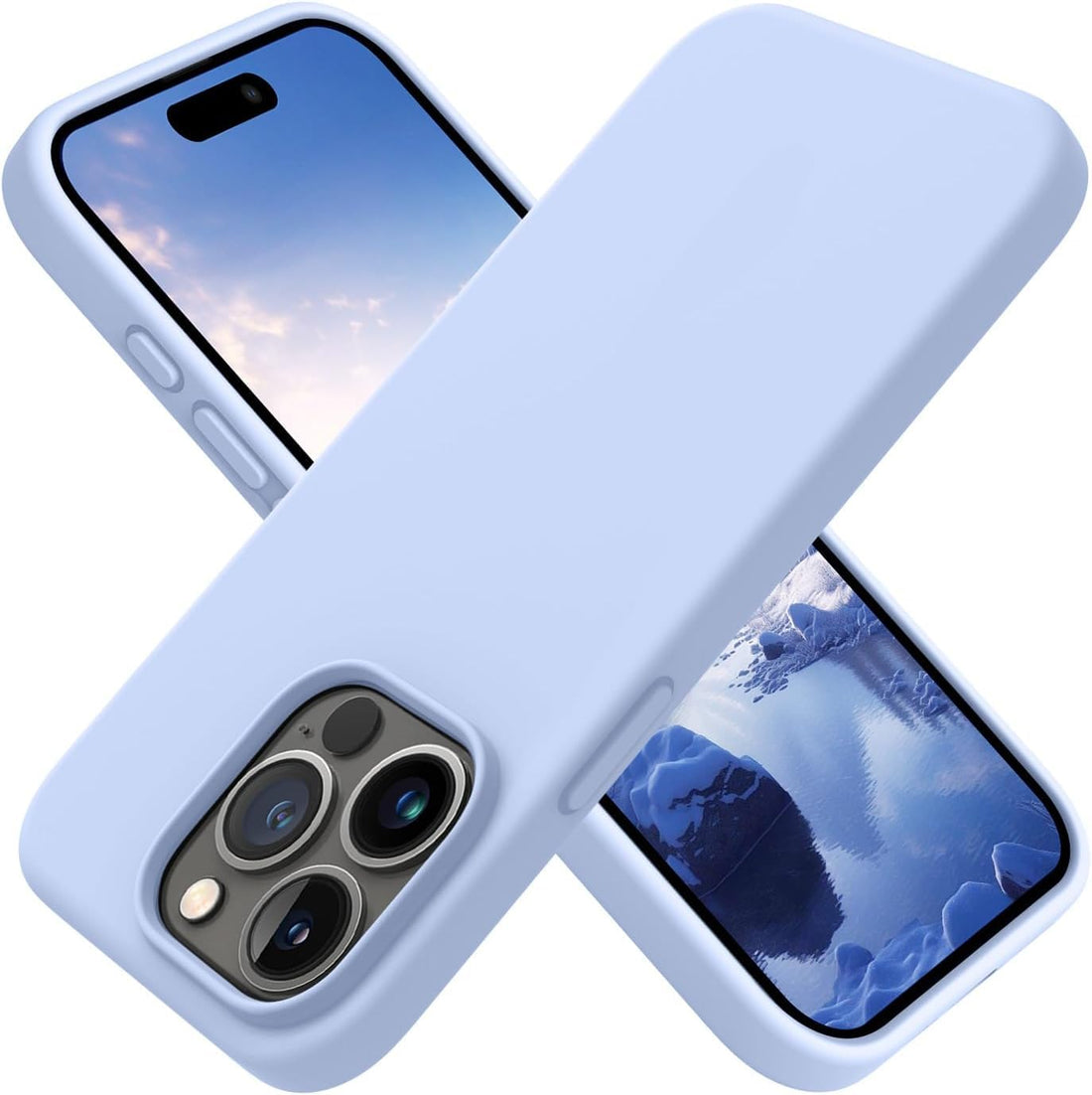 Silicone Case for iPhone 15 Pro Max (6.7"), Compatible Shockproof Slim Thin Phone Cover, Soft Microfiber Lining & Anti-Scratch Tough Acrylic Back, Full Body Protective Case (Sky Blue)
