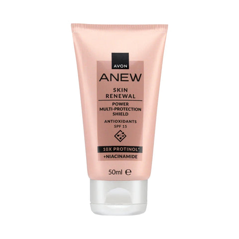 Avon Anew Renewal Power Multi-Protection Shield Day Cream, Formulated with Antioxidants and SPF15 Protection, Restores Collagen Loss for Firmer Looking Skin, Cruelty Free