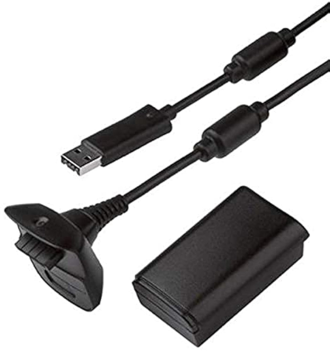 Xbox 360/360 Slim - 4800mAh Battery & USB Charging Cable for XBox 360 Wireless controller - Black