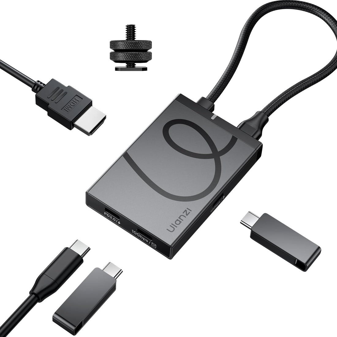 ULANZI H1 USB C Hub Docking Station 4k HDMI Monitor, PD 100W Charging Dual 10Gbps USB 3.2 Date Transfers, 1/4" Thread with Cold Shoe Mount for iPhone iPad MacBook Air Video Recording