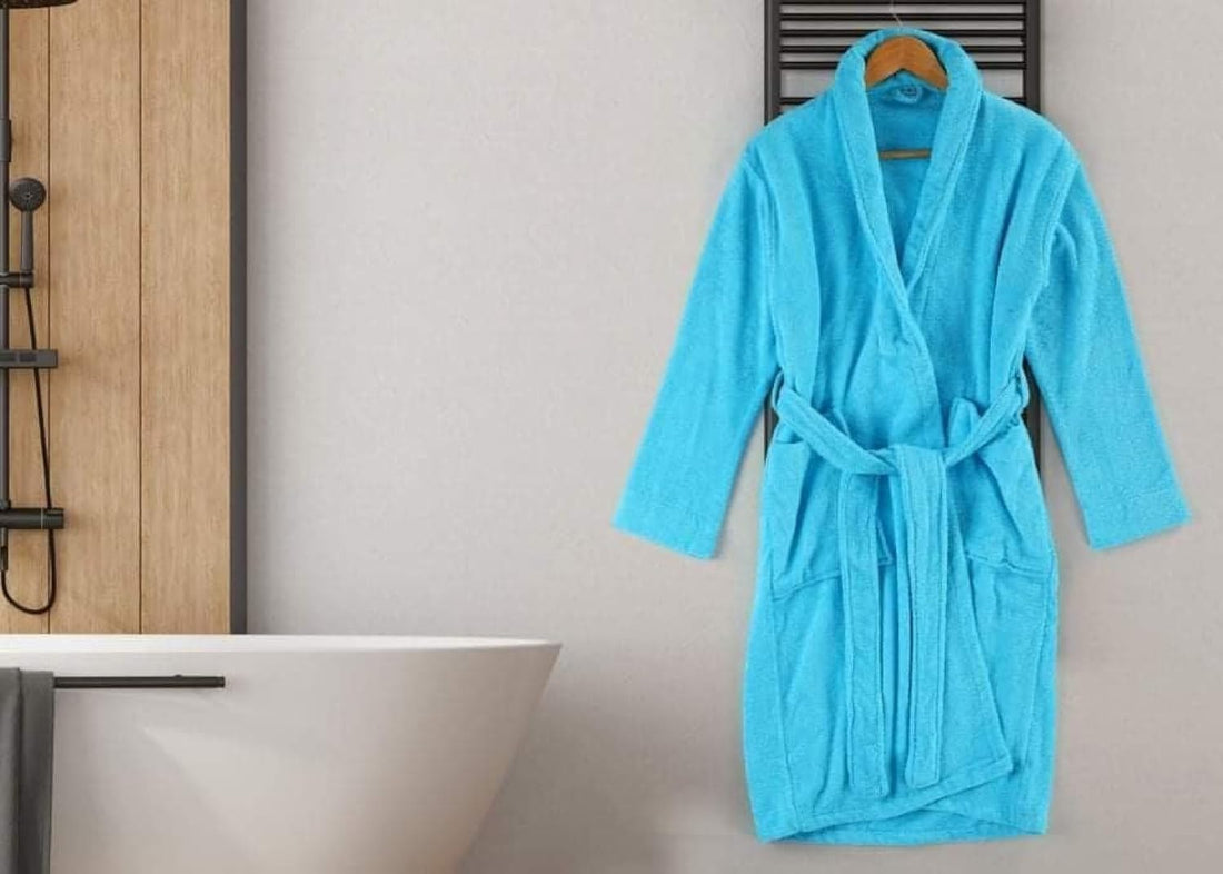 Egyptian Bathrobe in Turquoise (Egyptian Aqua) -100% Cotton, Quick-Dry, Luxurious Comfort for Spa and Home Use