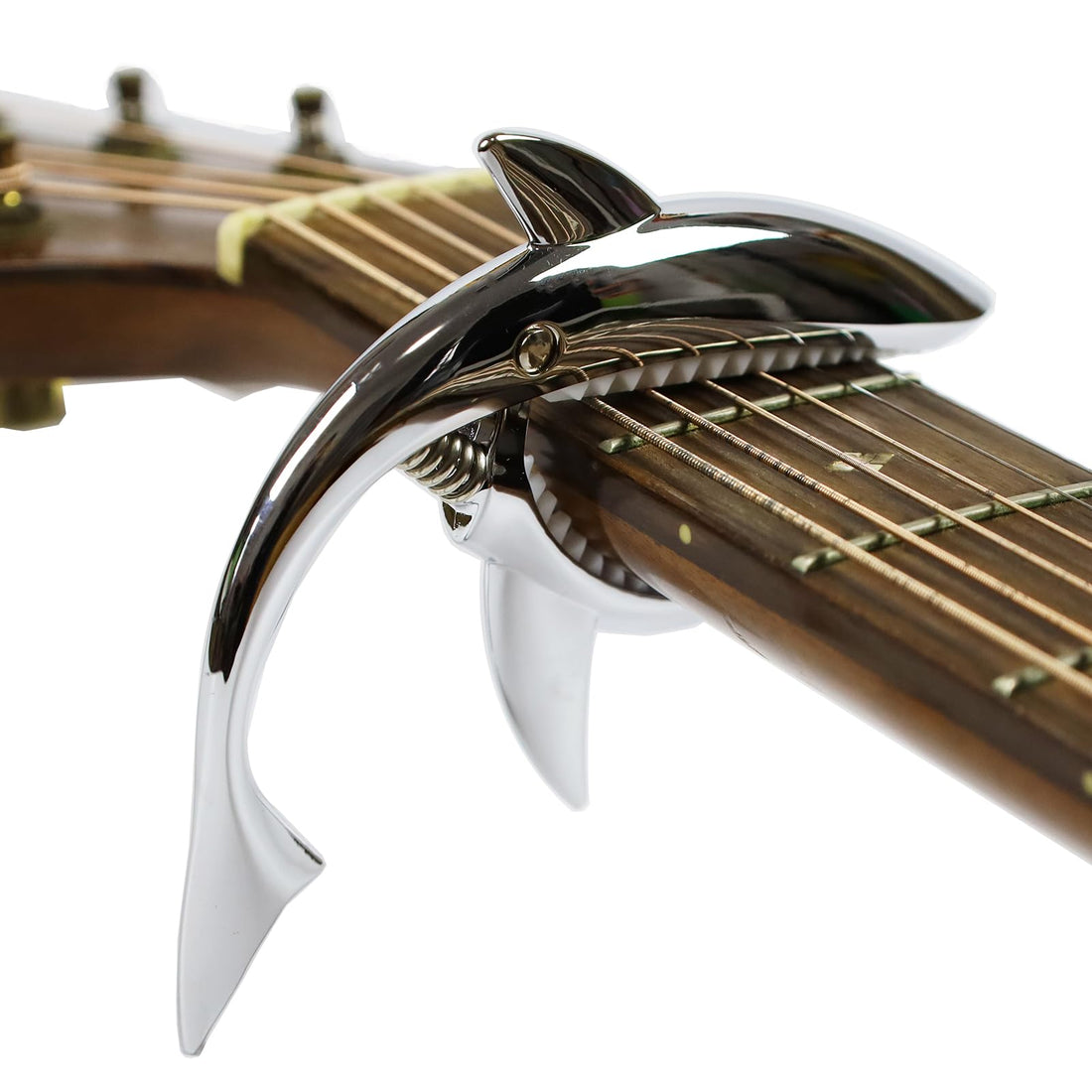 Guitar Capo Zinc Alloy Guitar Capo Shark Capo for Acoustic & Electric Guitar, Looks Cool & Durable (Silvery)