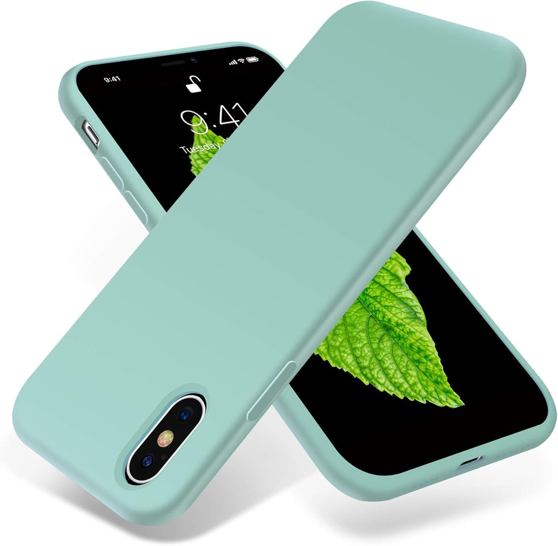 Next store Soft Silicone Case for iPhone XS Max 6.5 inch, Liquid Silicone Back Cover, Ultra Slim Shockproof Anti-Scratch Soft Lining Full Body Protective Case (Mint Green)