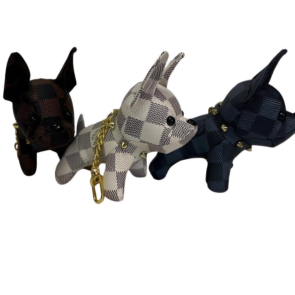 Creative Keychain - Dog key made of beautiful faux leather, French bulldog PU leather, cute animal key charm, family-friendly gift partner