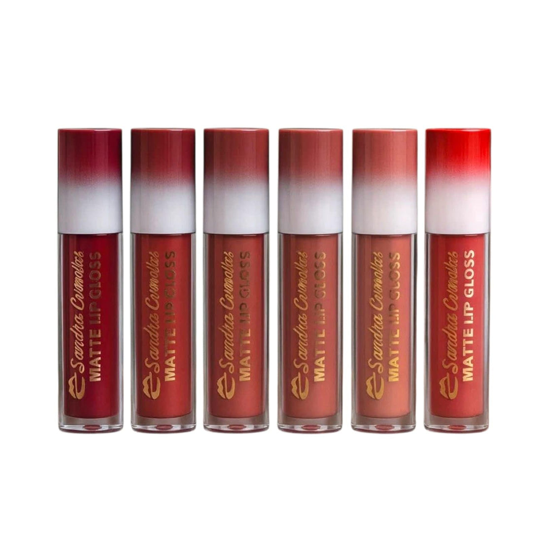 Matte Lip Gloss, 6 Count, Multi Color, Red and Beige, Long Lasting