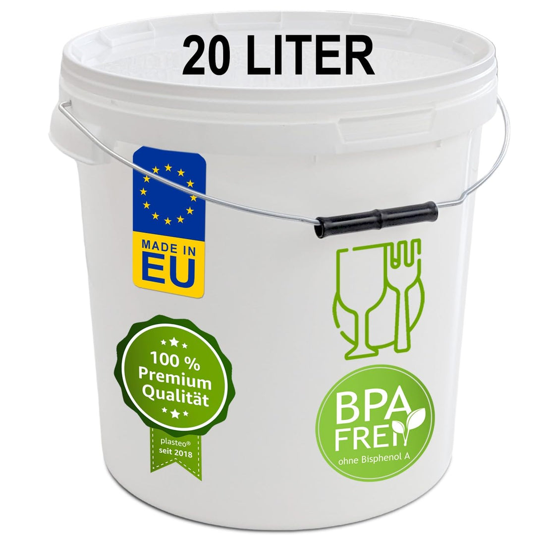 kls Plastic Bucket 20 Litre Traffic White with Lid