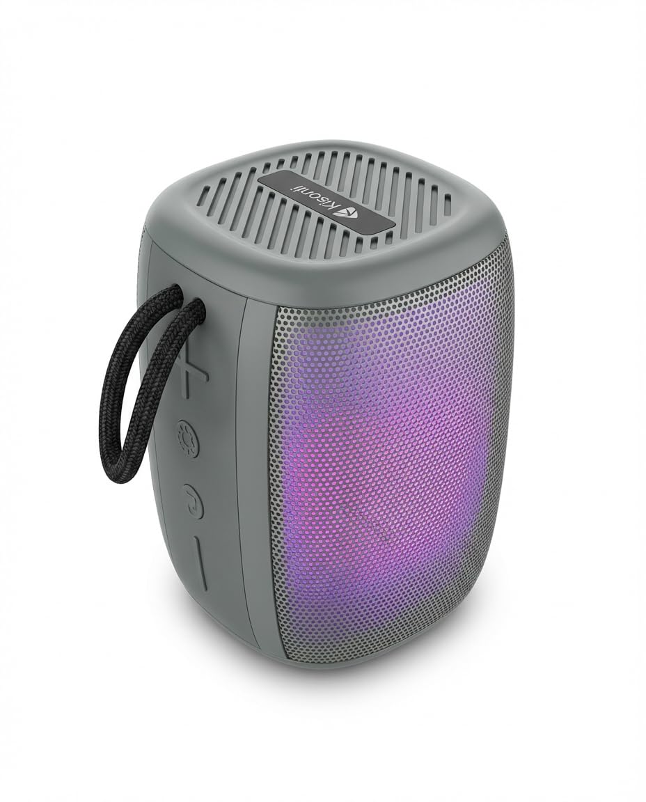 مكبر صوت بلوتوث محمول مع إضاءة ملونة RGB وجودة صوت ممتازة - بطارية 1200mAh ووقت تشغيل حتى 5 ساعات - طاقة الإخراج 5 وات - موديل S18 (رمادي)