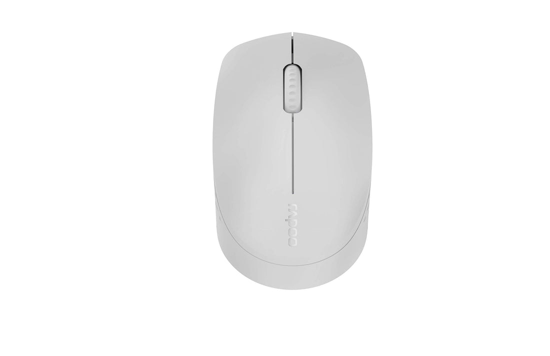 RAPOO M100 Multi-Device Wireless Bluetooth Mouse, Connect Up to 3 Devices, Noiseless Ergonomic Design Comfortable Use, 9 Month Long Battery Life, for Computer Laptop MacBook Tablets Phones, Light Grey