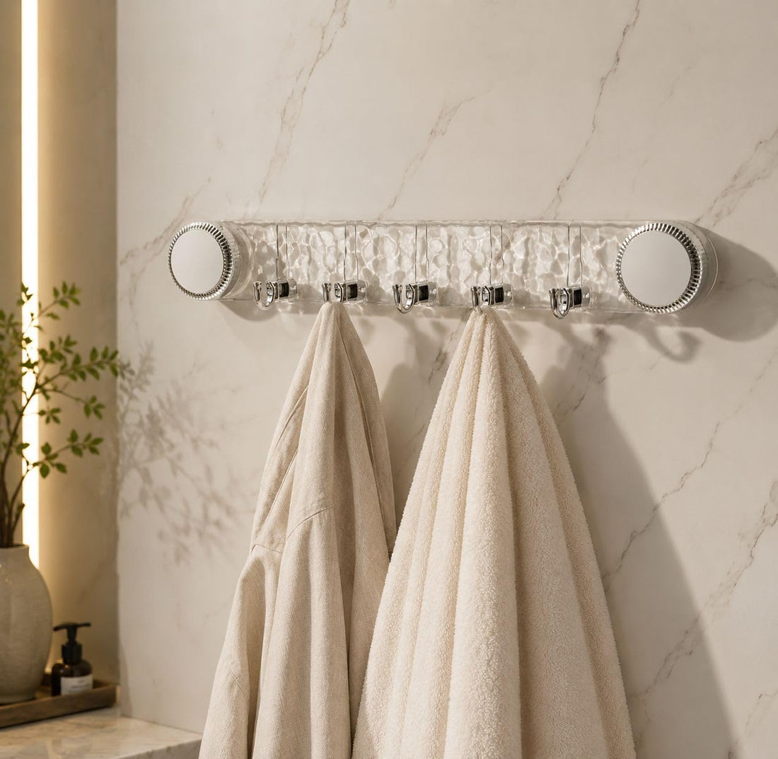 Wall and Door Hanger | Versatile Hanger to Easily Organize Your Items Without Nails, Drilling, or Sticky Suction | 5 Movable Hooks with Stylish Design