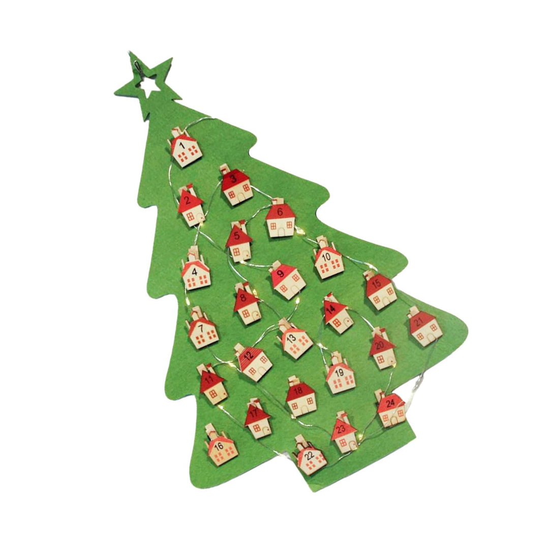 Wonka WHKM Traditional Holiday Decoration 24 Day Countdown Calendar Christmas Felt Christmas Tree Party Supply