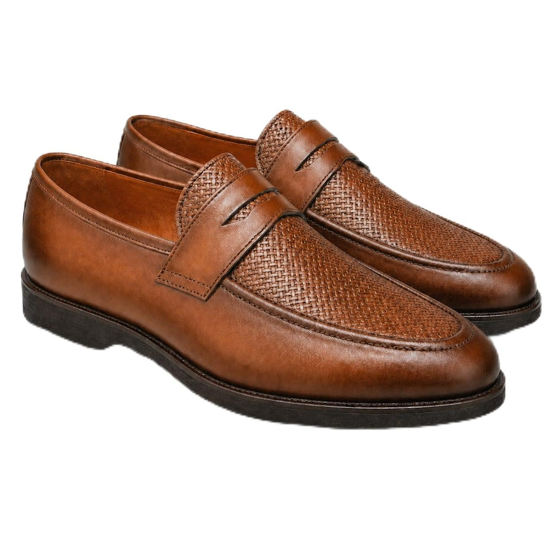 Men’s classic loafer shoes made of genuine leather – slip-on design with a distinctive patterned finish, a comfortable insole, and a durable flexible sole. Size -