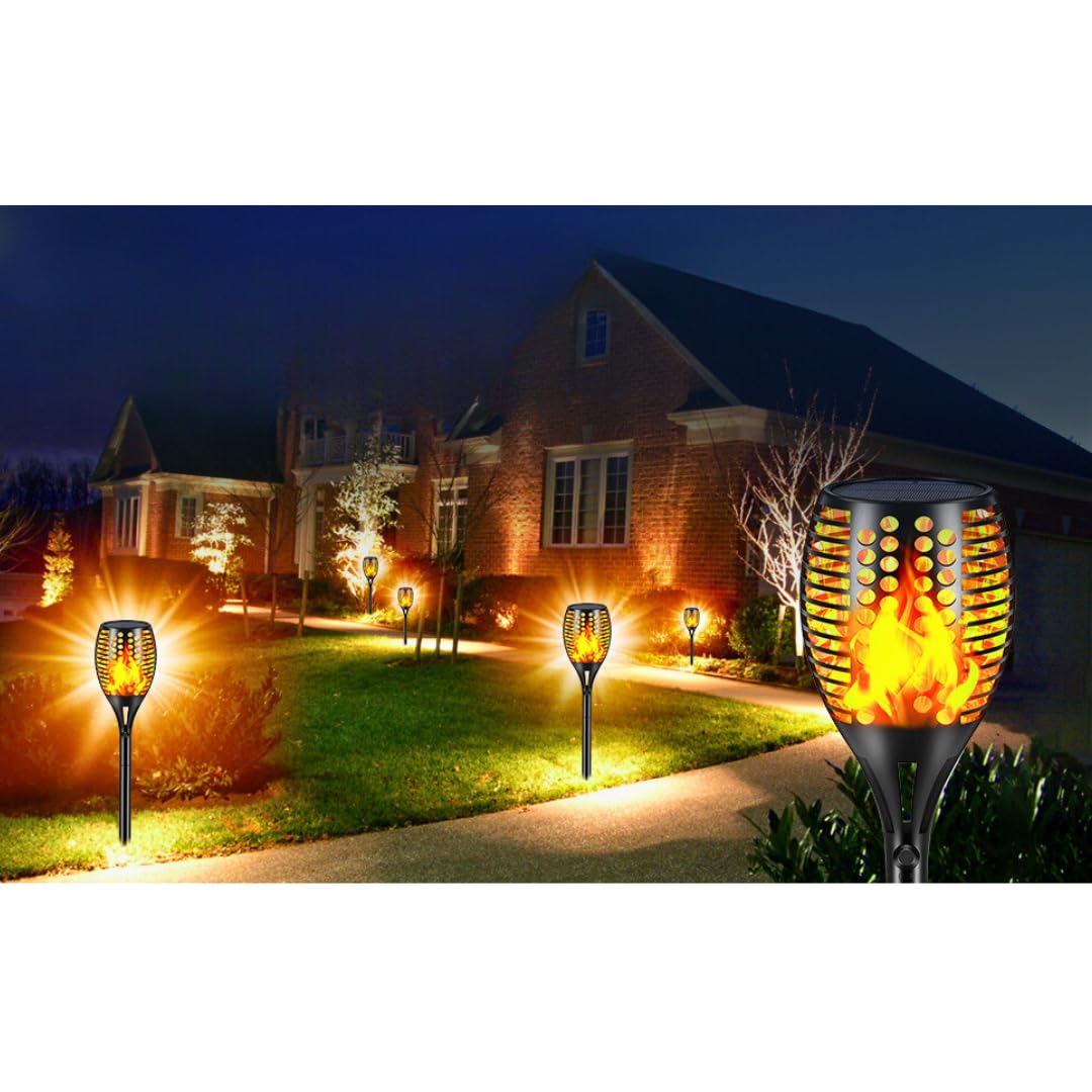 Dollar for Improt Solar Flame LED Light, Sensor Activated Torch, Waterproof Outdoor Flames, Garden Landscape Decoration Pathway Light With Ground Spikes and Stakes (12 LED)