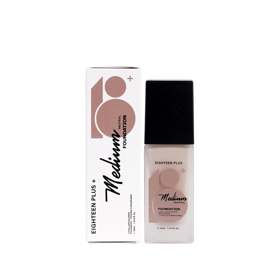 Long-Lasting Matte Liquid Foundation, Medium Neutral, with Hyaluronic Acid, Flawless & Breathable, 30ml