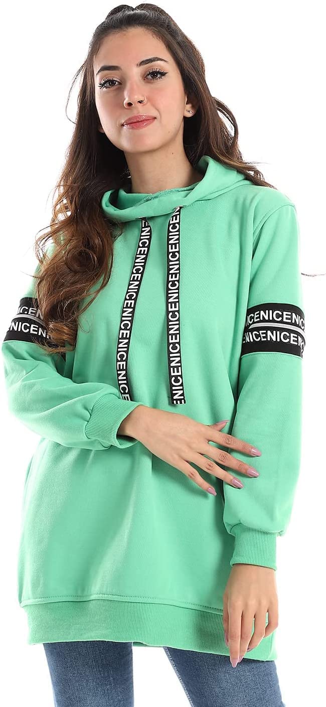 CAESAR Womens Woman Hoodie With Pocket And Triangle Leather In Side Hoodie