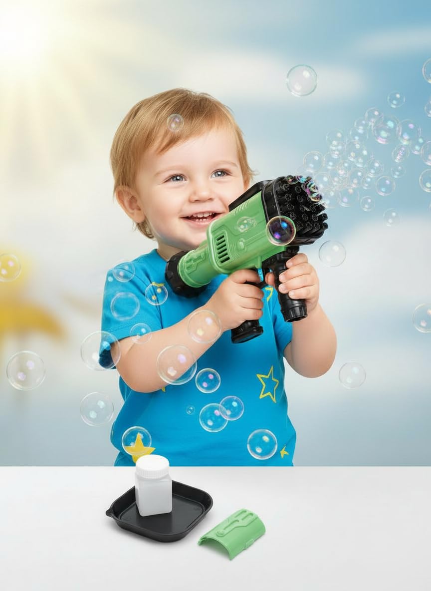 GHAZAL Bubble Machine Gun Automatic Bubble Blaster Educational Toy 7-12 Years 28x7.8x16.2cm - Multicolor