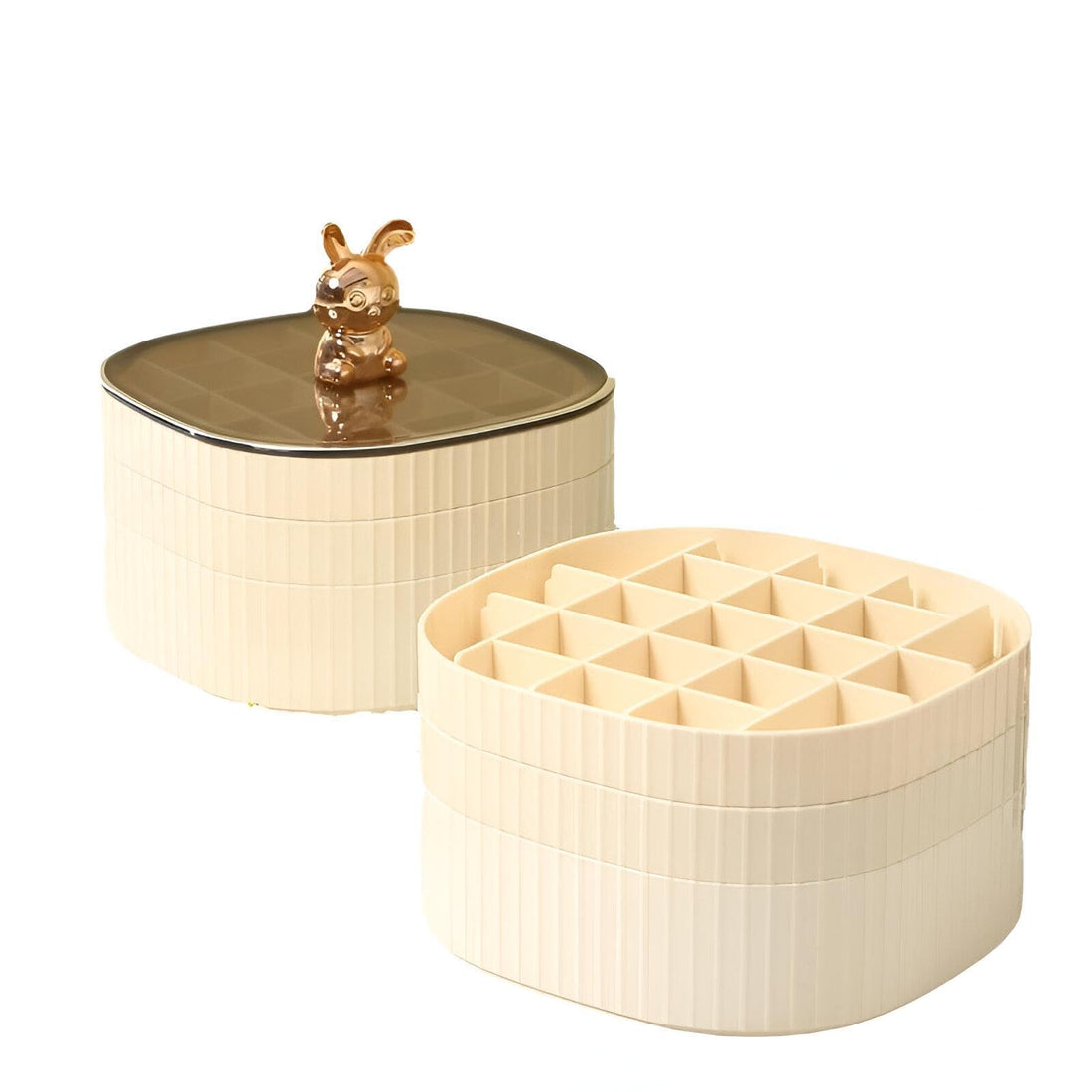 Bracelet Holder - Stackable and Cute Jewelry Organizer Box with Bear Top, Designed to Help Women and Girls Store Earrings, Bracelets, and Handmade Accessories in an Attractive, Orderly Manner (3 دور)