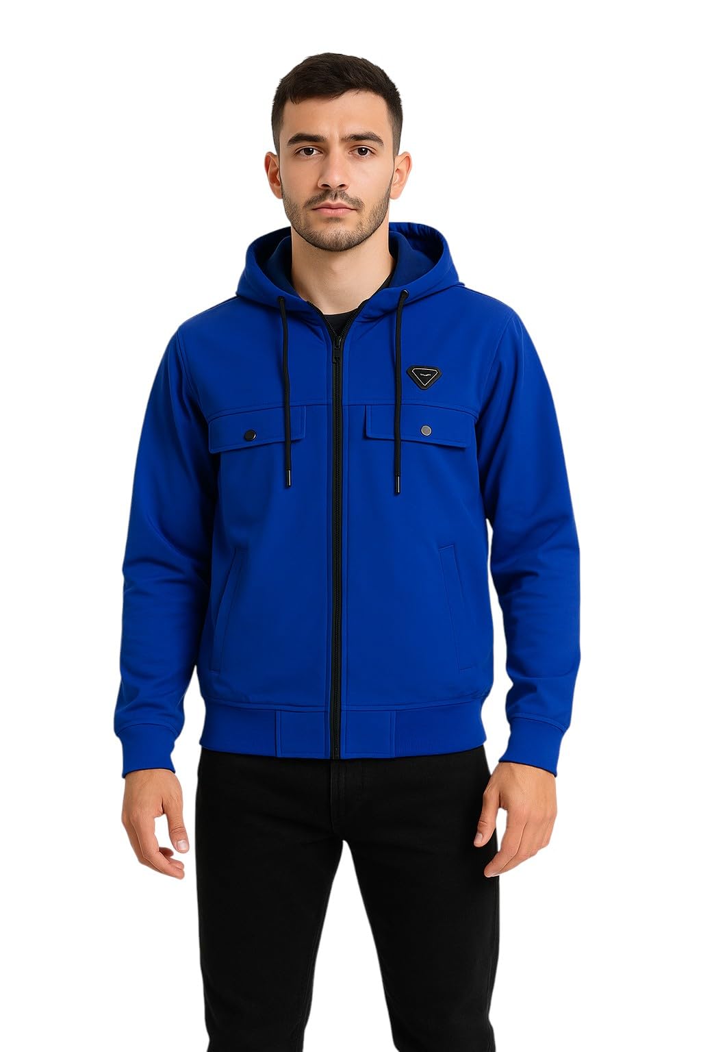 Miza Men's Full Zip Hoodie Winter Casual Jacket Multi Color Cotton Pockets Cabochon Long Sleeve