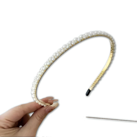 Elegant hairband - A simple yet elegant hair tie adorned with pearls, designed for brides, formal occasions, and everyday elegance with light comfort. (Model No.6)