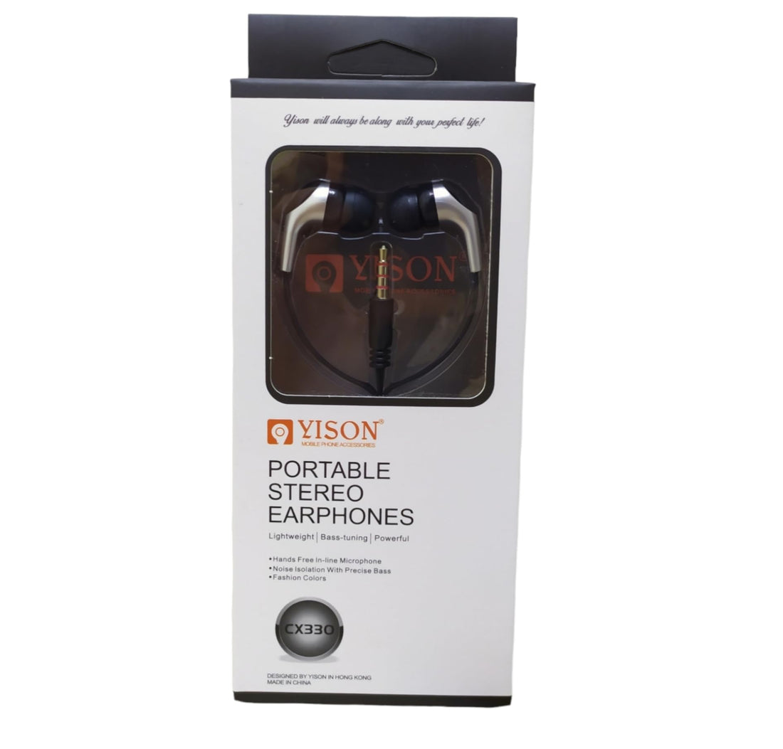 Yison Portable stereo earphones with mic cx330 - black, Wired