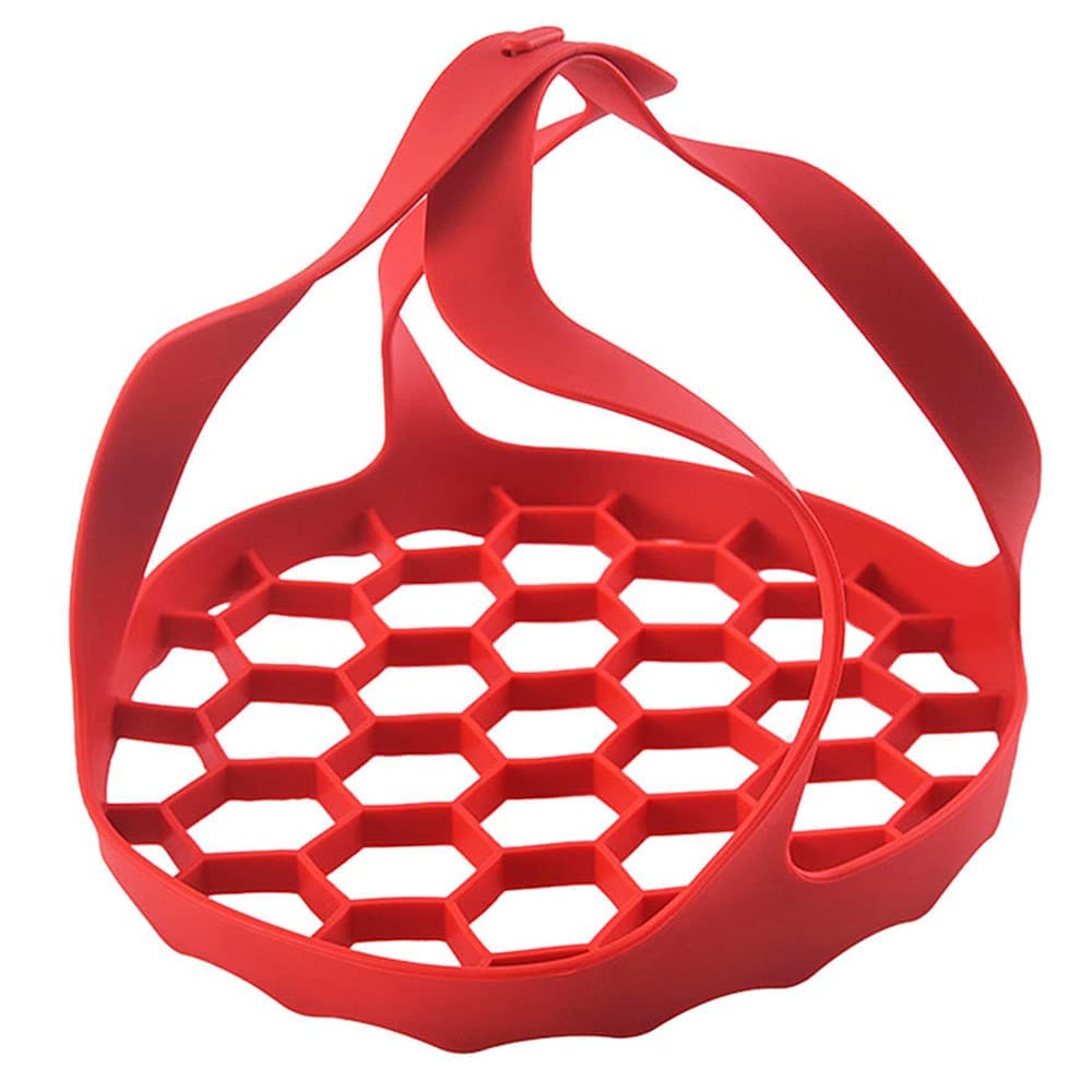Pressure Cooker Sling Portable Nonstick Silicone Bakeware Sling for Instant Pot Anti Scalding Bakeware Lifter Steamer Rack（RED）