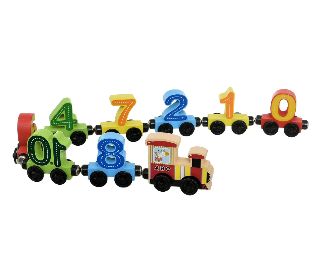 Minsa Magnetic Wooden Train Educational Toy Numbers & Letters Learning Set for Kids -Multicolor