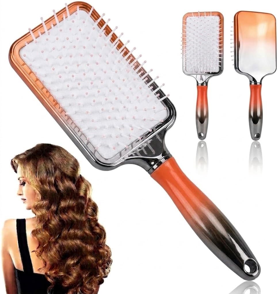 Square Large Plate Airbag Massage Comb Hair Brush for Other Beauty & Personal Care Products | Anti-Static Wet Or Dry Detangling Brushes - Hair Smooth Healthier Detangles-METALIC DESIGN -multicolor