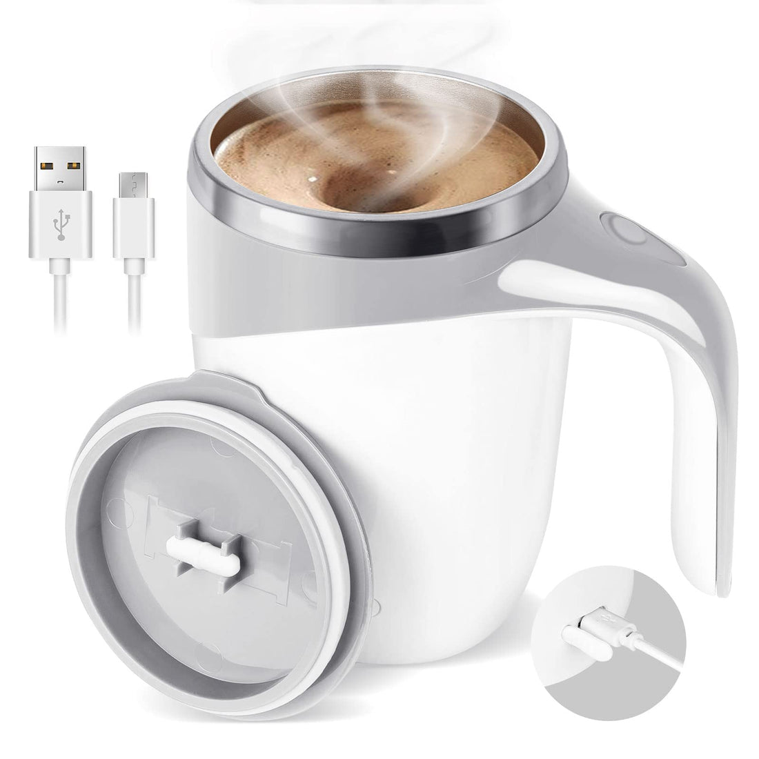 NALACAL Self Stirring Coffee Mug, 304 Stainless Steel, 360ml, Auto Stirring, Rechargeable, IP67 Waterproof, Modern, Red, Reusable, Home, Travel, Coffee Maker, Hot Drinks