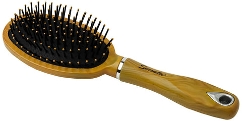 Sonata Oval Hair Brush with Wooden Handle - Brown and Black