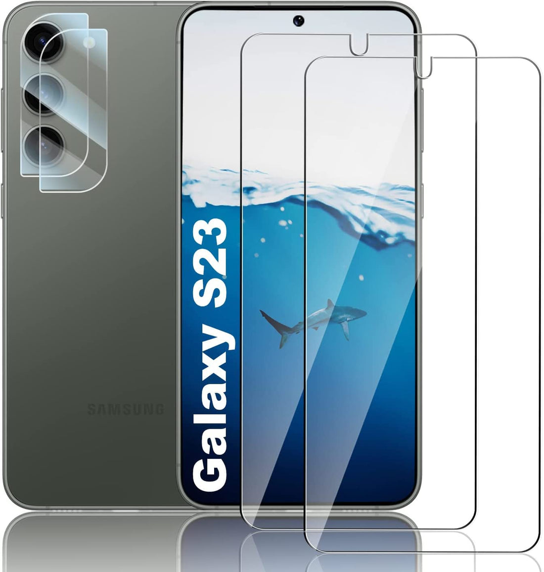 AHYBZN [2+2 Pack] Galaxy S23 Screen Protector, 9H Tempered Glass, Ultrasonic Fingerprint Support, HD Clear Scratch Resistant for Samsung Galaxy S23 5G Glass Screen Protector