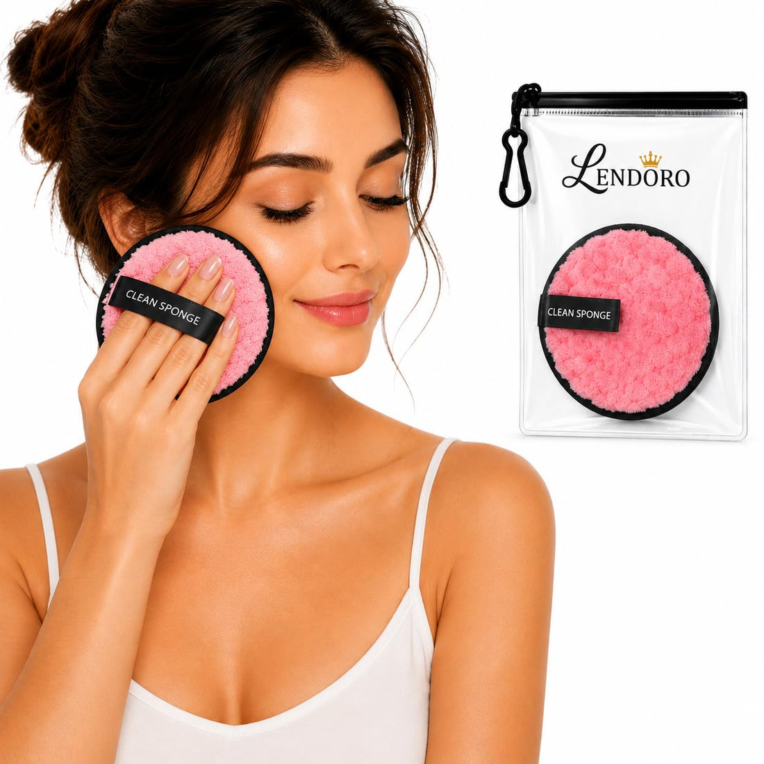 LENDORO Makeup Remover Pad, Microfibre, Reusable, Double-Sided, Deep Pore Cleansing (Random Color)