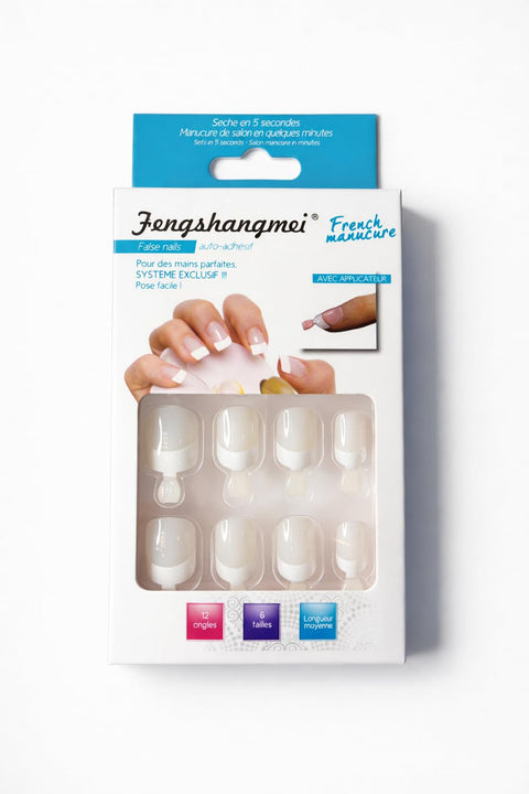 French Press On Nails, Short Square Milky White False Nails - 12 PCS Per Pack