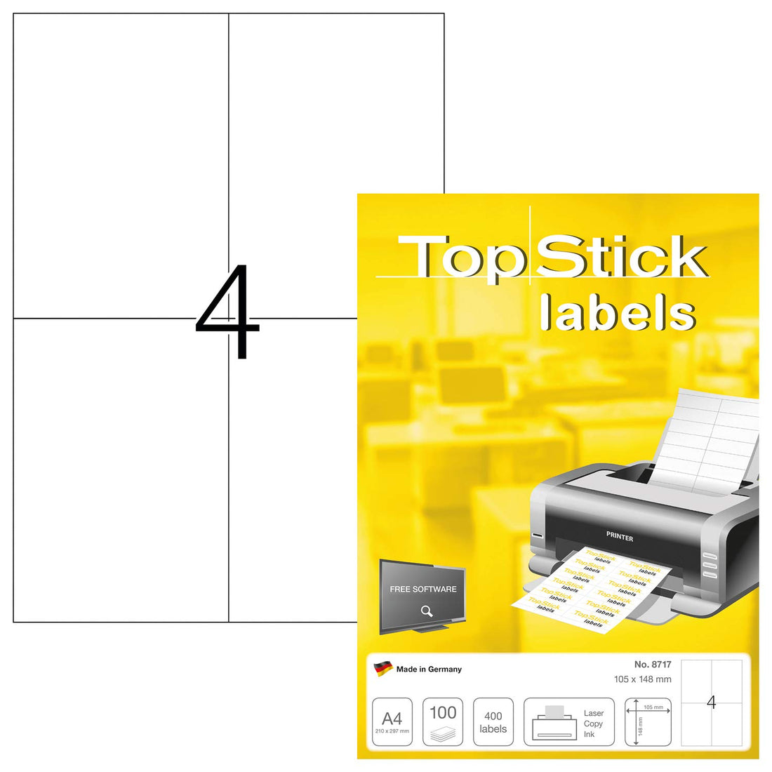 TOPSTICK LABELS 100 sheets 105x148